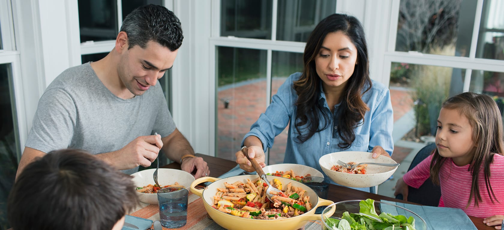 family eating dinner