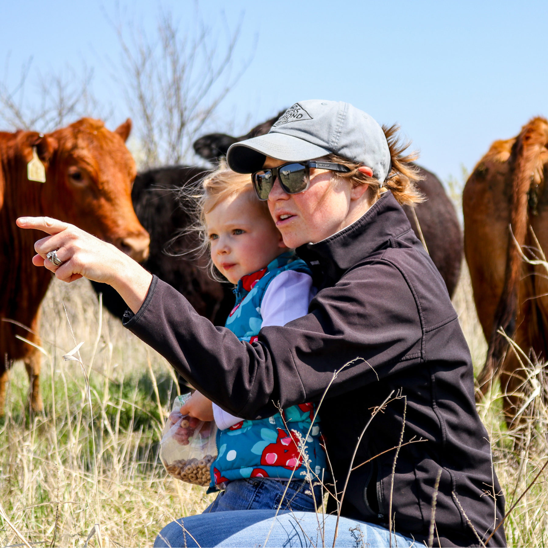 woman and child on ranch