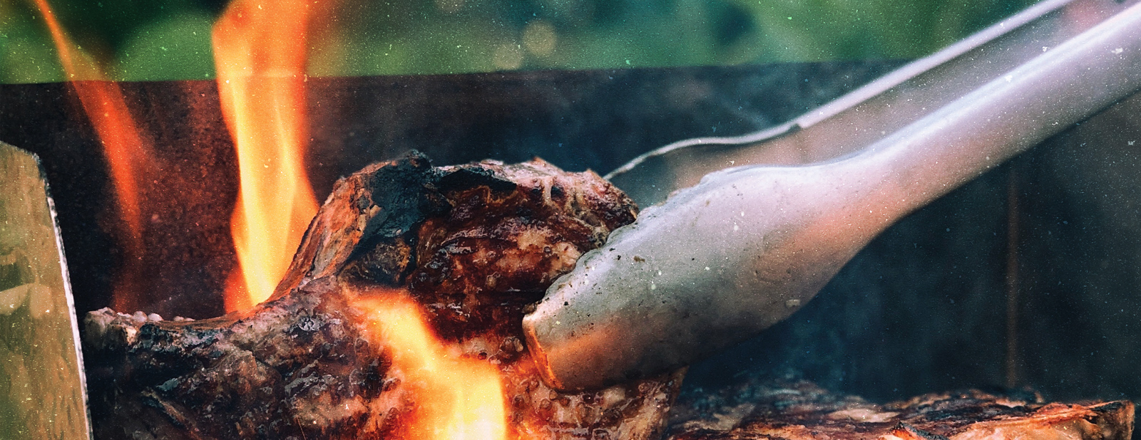 closeup of fire on a grill